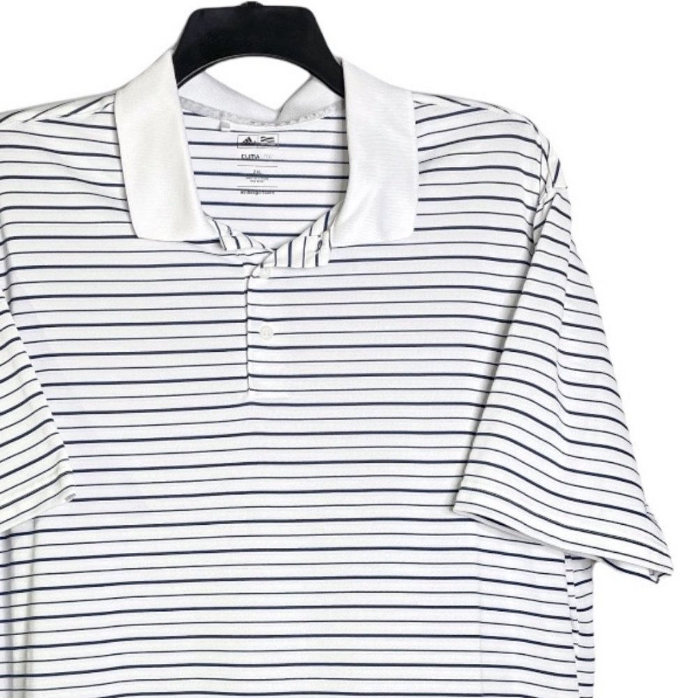 Adidas Climalite White Navy ShortSleeve Polo Shirt